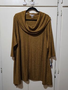 Charming Cozy Cowl-Neck Sweater Tunic in Mustard